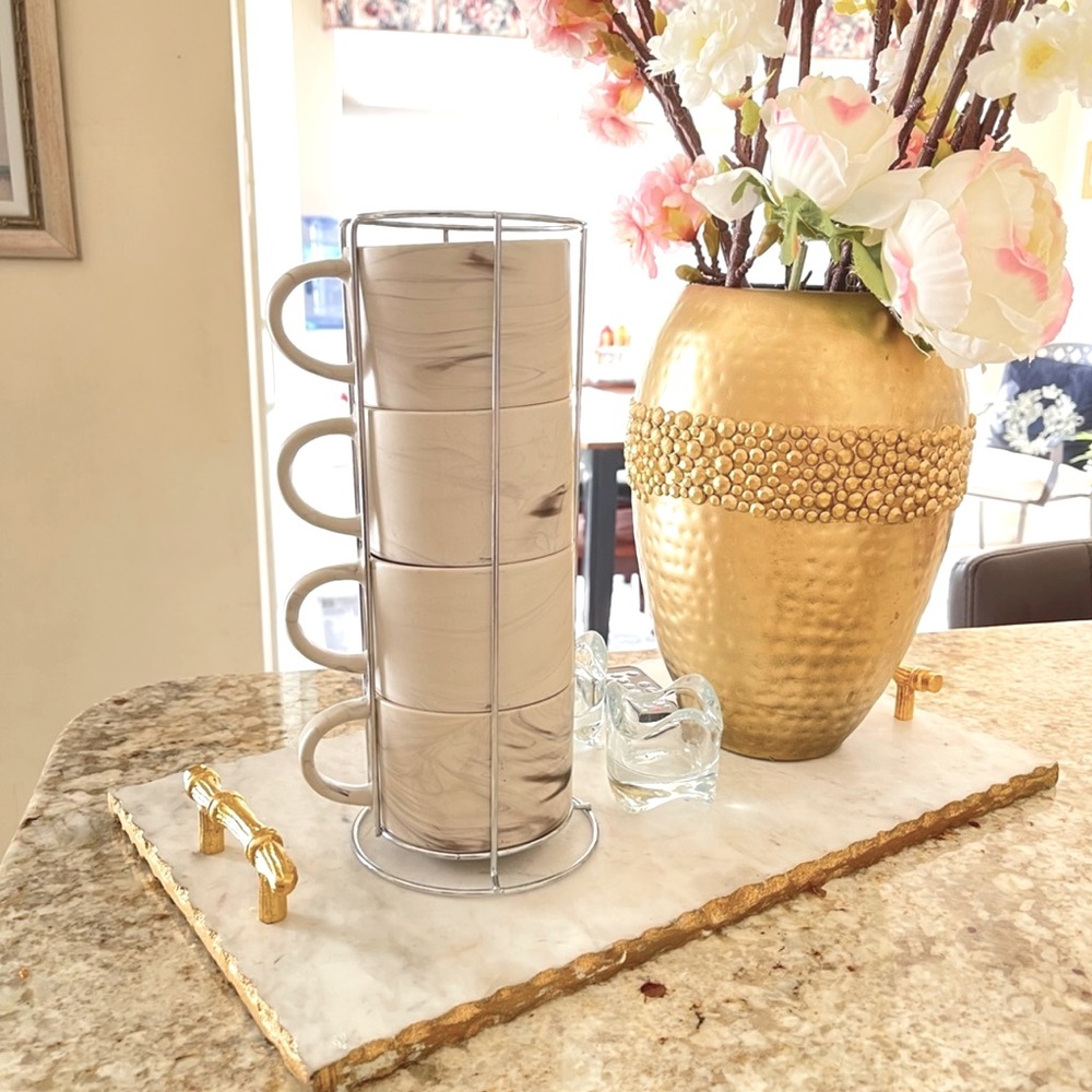 - Eccolo marble mag’s with holder , cups, tea cups